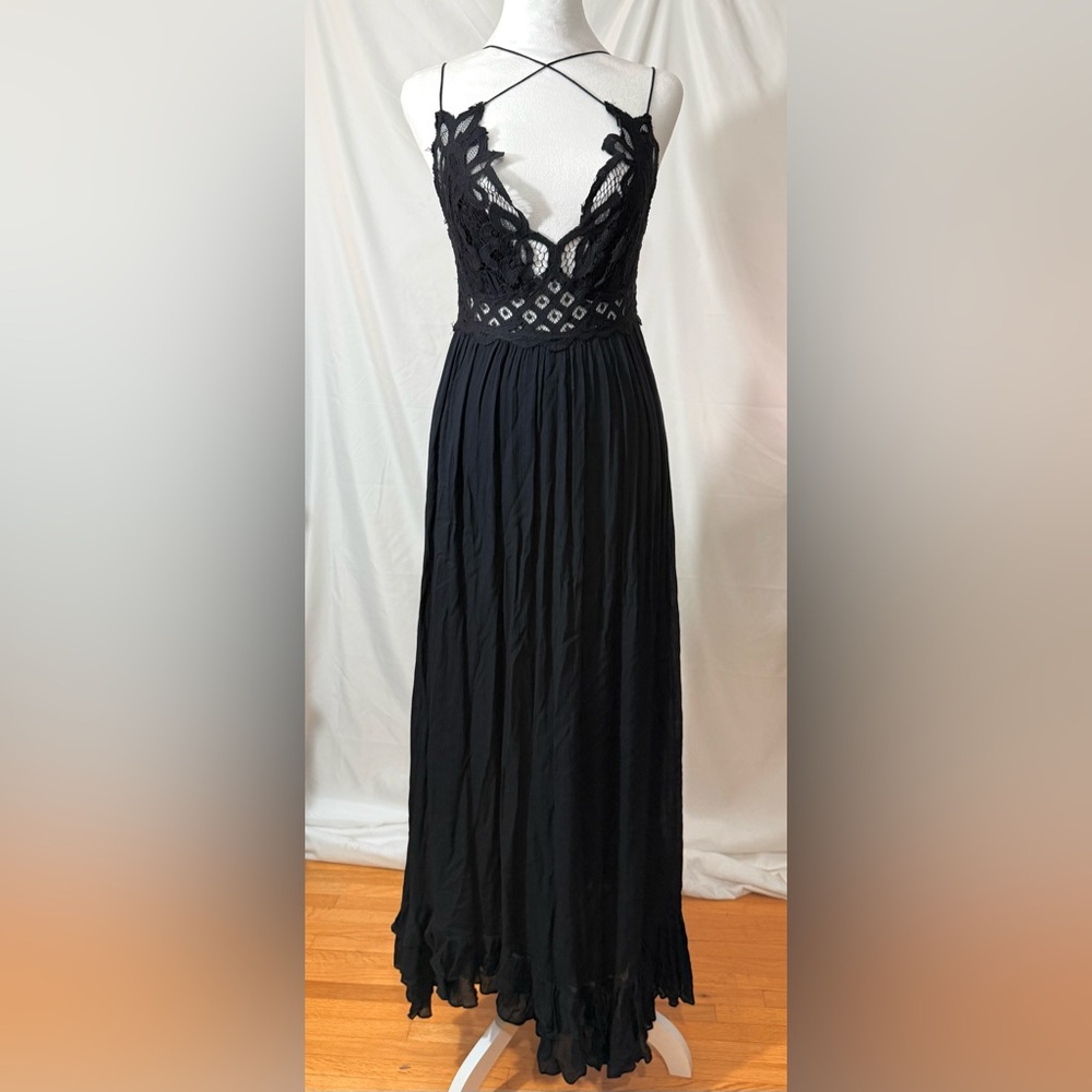 Free People Adella Maxi Slipdress With Sheer Lace Bodice And A Ruffled Skirt - Picture 3 of 13